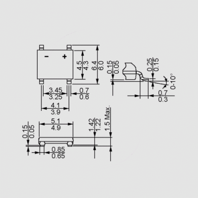 5 x Brückengleichrichter 0,5 A SMD 