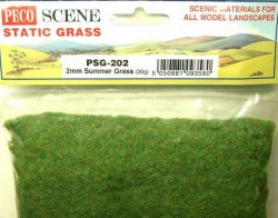 Peco PSG-202 - Sommergras Grasfasern für elektrostatische Begrasung, L:2mm, 30g Beutel