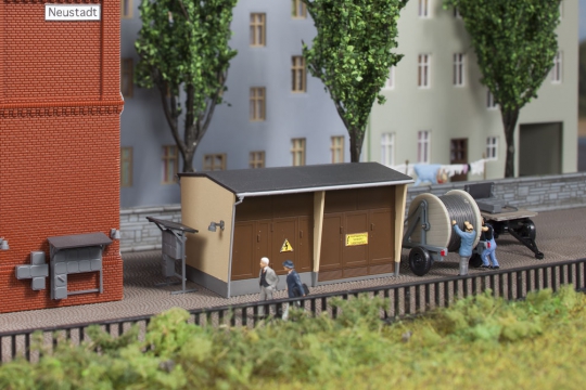 Auhagen 13338  Bausatz Trafostation mit Zubehör, Nenngröße TT (1:120)