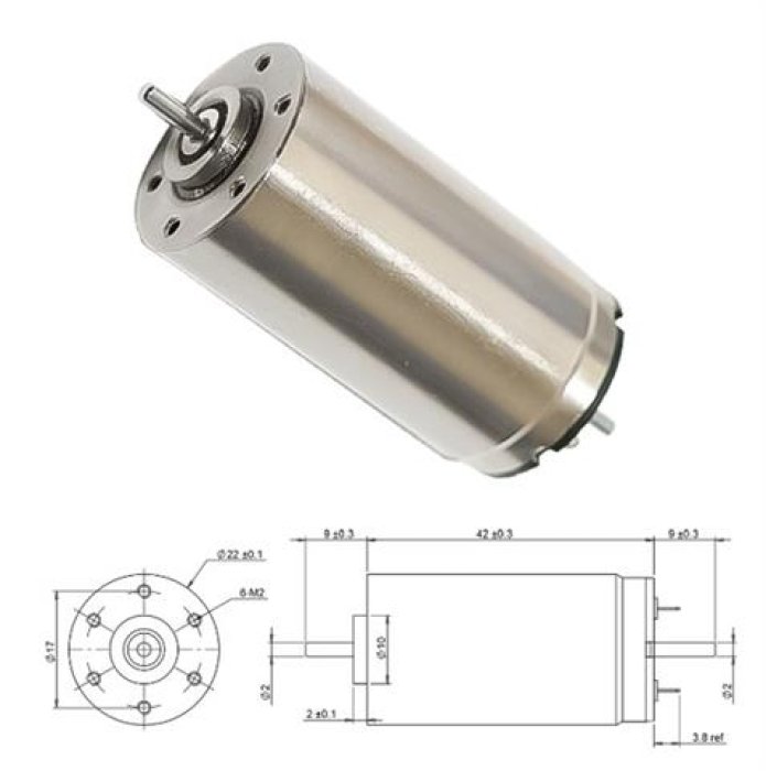 22mm Glockenanker Motor SBM- 2242 mit 2 Welle (12 V) - 7.200 U/min