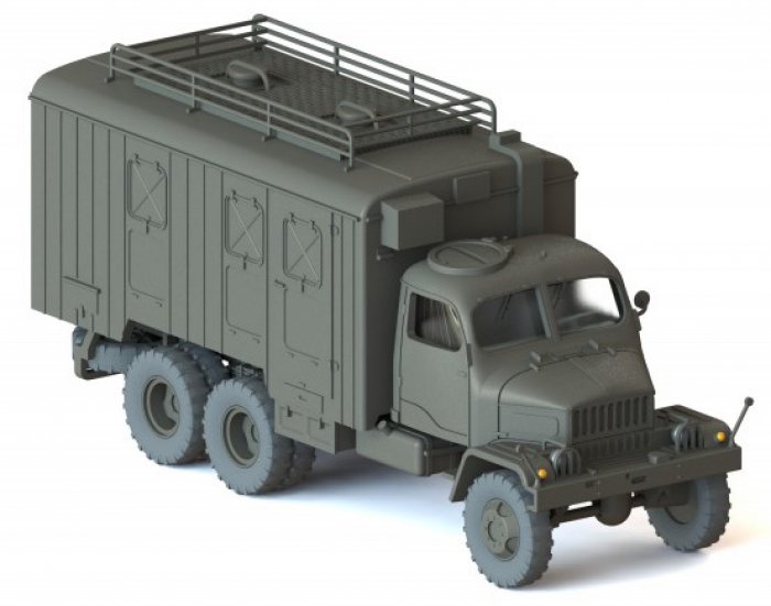 Igra Fertigmodell LKW Praga V3S Koffer mit Dachreeling, militärgrün, Nenngröße TT (1:120)
