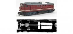 Motorisierungssatz mit Glockenankermotor für Diesellok V 300 DR/ BR 130 DR/ BR 230 "Ludmilla"  der DR von BTTB -  Spur TT