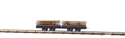 Busch 12218 - 2 Stück Feldbahn Flachwagen mit Bretterladung, Nenngröße H0f, Maßstab 1:87, Spurweite 6,5mm 