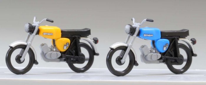 KRES 11150 - 2 Fertigmodelle - Simson S50, gelb und blau, Nenngröße TT