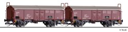 Tillig 01033 - 2er Set Schiebedachwagen Tims 5756, DR, Epoche IV "VEB Bandstahlkombinat" Spur TT