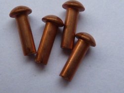 10 Stück Nieten KUPFER DIN 660 (Kopf: 1,8 mm Schaft: 1 mm, Länge: 3 mm) 