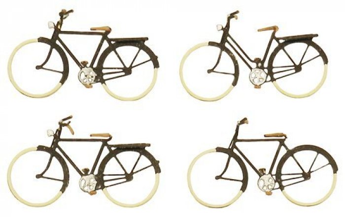 4 Stück Fahrräder Fertigmodelle, Nenngröße TT (1:120)
